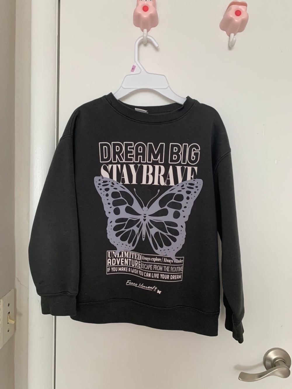 Zara Black Sweatshirt with Lavender Butterfly Graphic